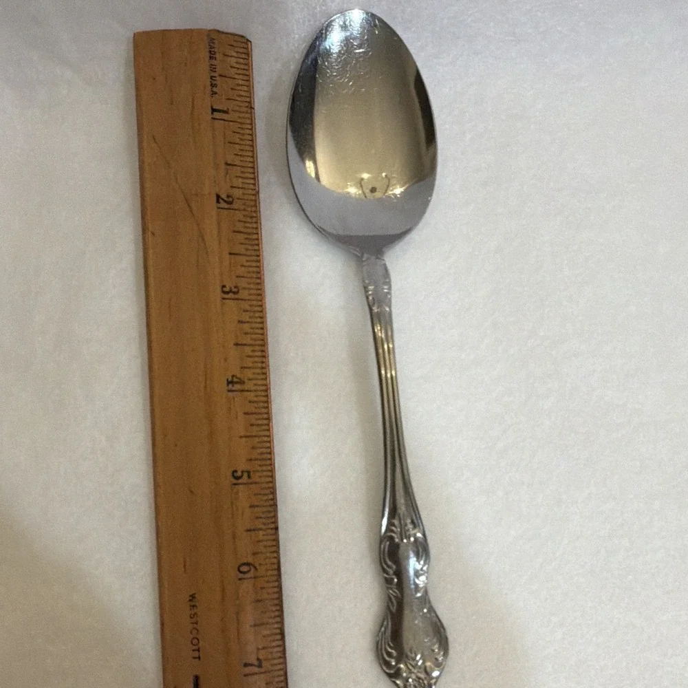 Embassy Classic VALMORRA Stainless Steel Spoon Floral Handle Glossy 7 1/2 in